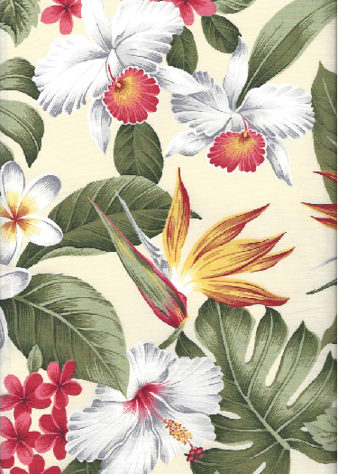 30lehiwa- Barkcloth Hawaii - Timeless Hawaiian Fabrics For your Home& Body
      		  Tropical vintage style, Hawaiian botanical cotton apparel fabric.