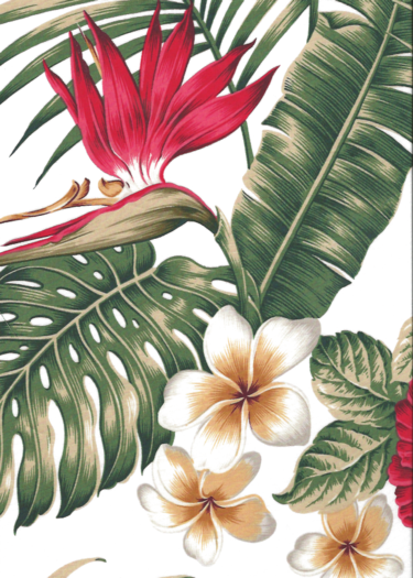 30wili - Plumeria, Bird Of Paradise, Hibiscus, cotton apparel fabric.