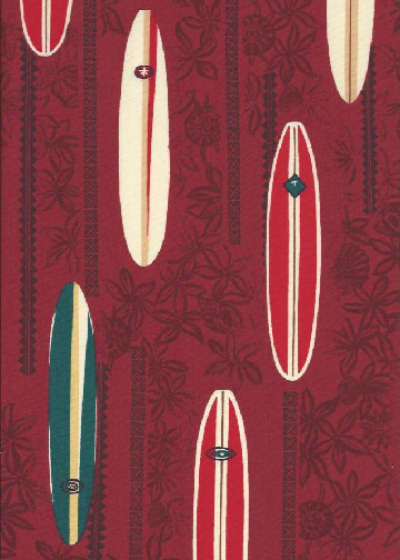 40mohi -  Surfboards and tapa print on cotton apparel fabric