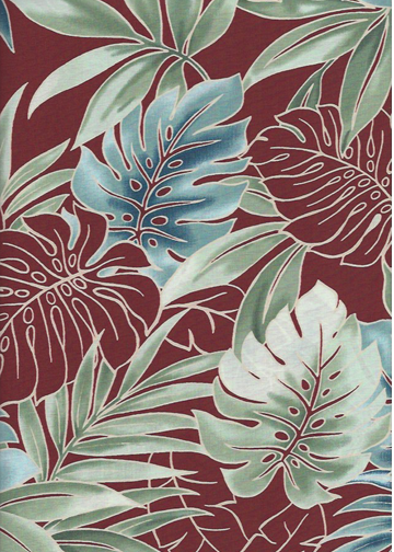20'Omalu Tropical fabric leafy botanical design, including Palm leaf, monstera
, and plumeria all over design.