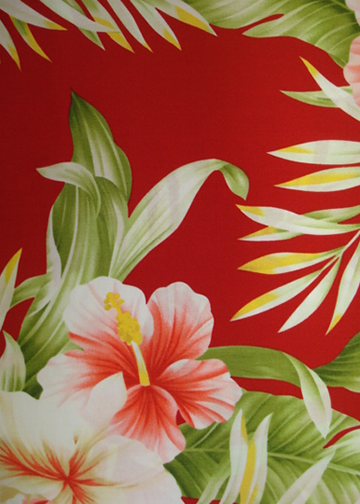 40wena - Barkcloth Hawaii Fabrics - Vintage Style Hawaiian Fabric Tropical Botanical Vintage Hawaiian Fabric Hawaiian botanical textile with hibiscus and orchid flowers cotton fabric.