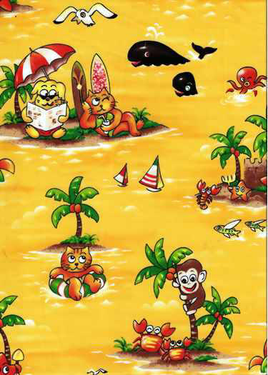 50kupueu Tropical Hawaiian Hawaiian Fabrics - Surfboards, monkeys, whales, cats,
		dogs, starfish, palm trees, umbrellas.