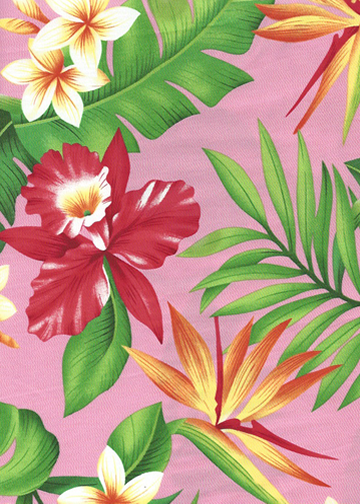 60manoa - Vintage Style Hawaiian fabric print with  plumeria, orchids, and bird of paradise flowers - apparel weight cotton apparel fabric.