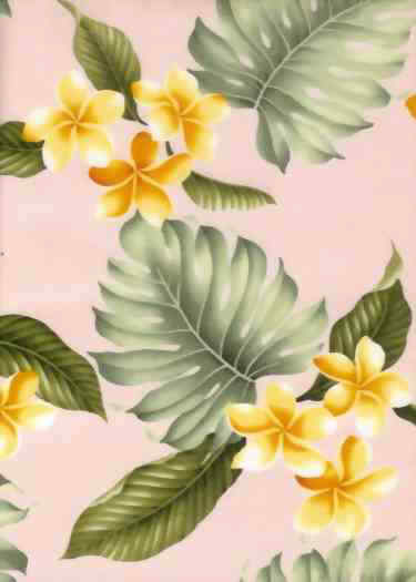 60papa Tropical Hawaiian plumeria, frangipangi flowers, apparel cotton Hawaiian vintage style fabric.