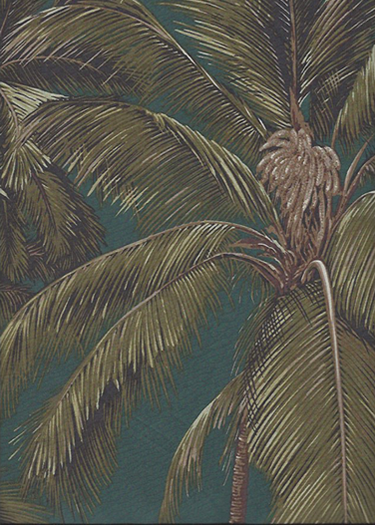 70pama Tropical Botanical Vintage Hawaiian Fabric 70pama - palm trees on a cotton apparel fabric.