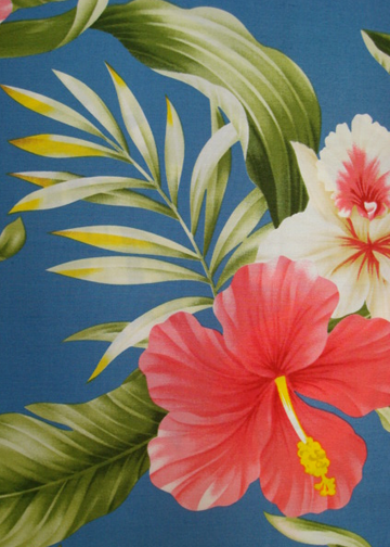 80wena - Barkcloth Hawaii Fabrics - Vintage Style Hawaiian Fabric Tropical Botanical Vintage Hawaiian Fabric Hawaiian botanical textile with hibiscus and orchid flowers cotton fabric.