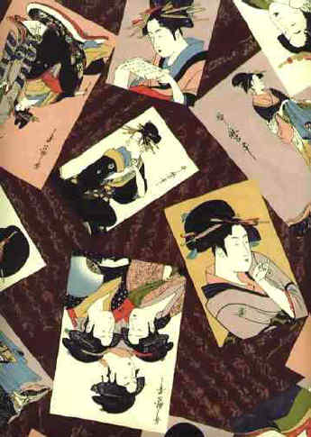 90nipoa Geisha girls Japanese fabric, cotton apparel fabric.