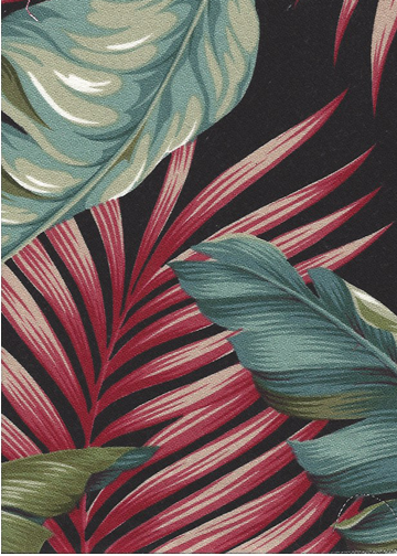 Banana Leaf Black Tropical Hawaiian banana leaf upholstery barkcloth fabric.