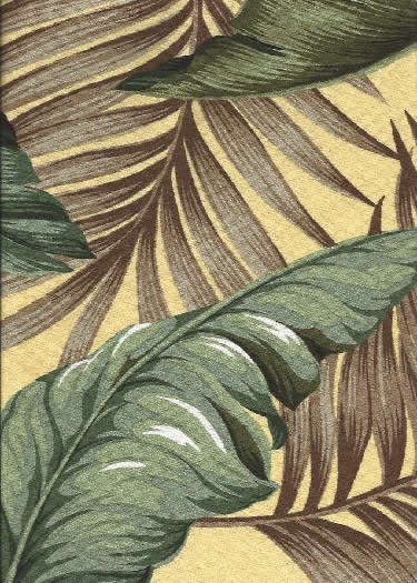 Banana Leaf maize Tropical Hawaiian banana leaf upholstery barkcloth fabric.