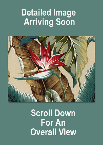 Bird Of Paradise Natural Tropical Botanical Vintage Hawaiian Barkcloth Fabric -  with bird of paradise flowers and Leaves on bark crepe textured bark cloth fabric.