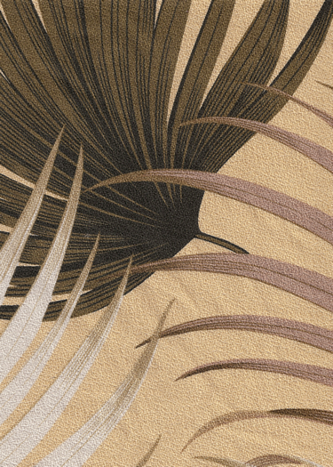Kailua Taupe Tropical Hawaiian Palm Ferns pattern on nubby bark cloth
