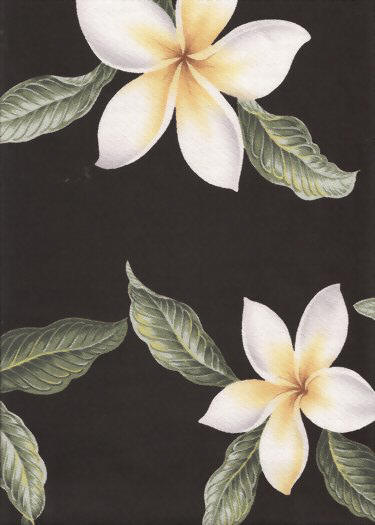 Plumeria Black Tropical Hawaiian Plumeria Frangipani Flowers on a  cotton Upholstery Fabric.