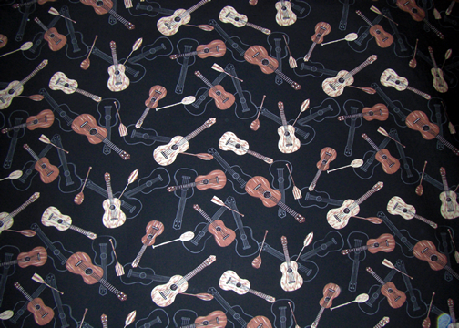 10ukulele Tropical Hawaiian ukulele instruments on a cotton apparel fabric, apparel cotton Hawaiian vintage style fabric, apparel cotton Hawaiian vintage style fabric.