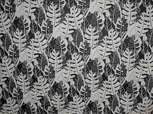 10batik Tropical Botanical Vintage Hawaiian Barkcloth Fabric -  leafy screen-printed batik, cotton apparel fabric.