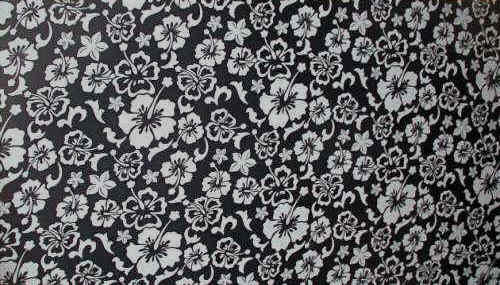10kihi Tropical Hawaiian Hawaiian hibiscus flowers on a light miro fiber - black background.