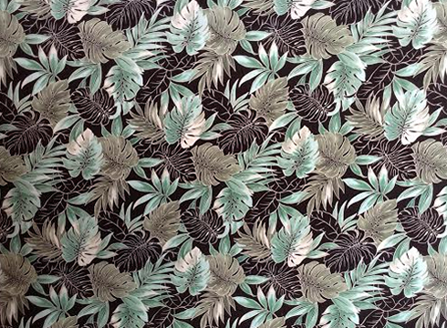 10'Omalu Tropical fabric leafy botanical design, including Palm leaf, monstera
, and plumeria all over design.