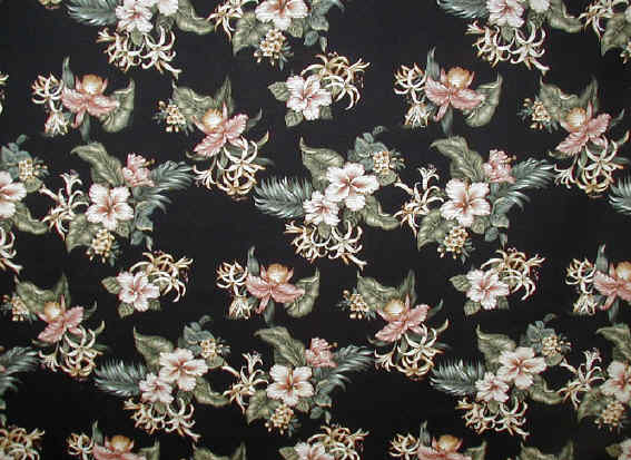 10pala Tropical Hawaiian Tropical Hawaiian Hibiscus, Ginger & orchids flowers, silky cotton apparel fabric..