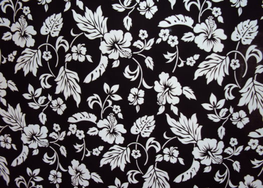 10ume Tropical Botanical Vintage Hawaiian Fabric Hawaiian hibiscus & plumeria flowers, cotton apparel fabric.