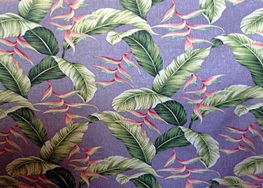 11palule Tropical Botanical Vintage Hawaiian Fabric Heliconia flowers, banana leaf, apparel cotton, Hawaiian vintage style fabric.