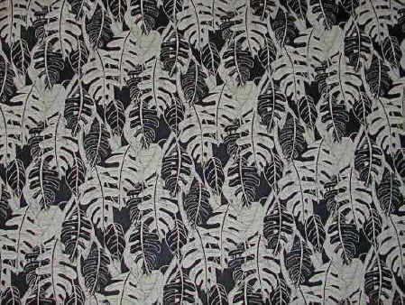 20batik Tropical Tropical Botanical Vintage Hawaiian Barkcloth Fabric -  leafy screen-printed batik, cotton apparel fabric.