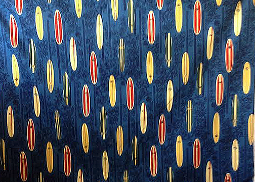 20mohi - Surfboards and tapa print on cotton apparel fabric