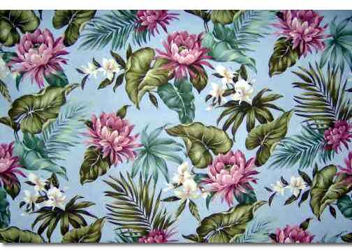 20Protea Tropical Botanical Vintage Hawaiian Fabric Hawaiian botanical Protea flowers on a cotton fabric.
