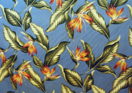 20wali Tropical Hawaiian Vintage bird of paradise flowers, cotton apparel fabric.