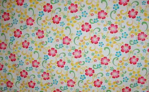 30kanaono Hibiscus & Plumeria - on a juvenile children's cotton poplin fabric.