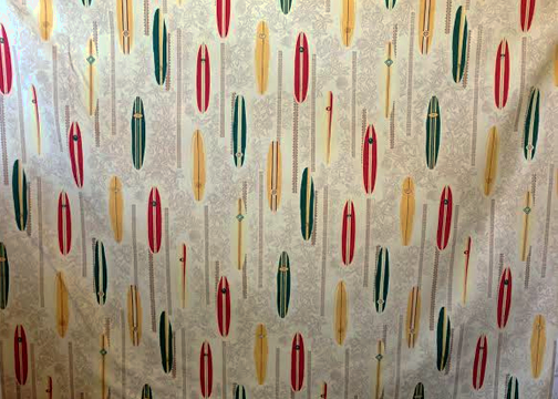 30mohi - Surfboards and tapa print on cotton apparel fabric