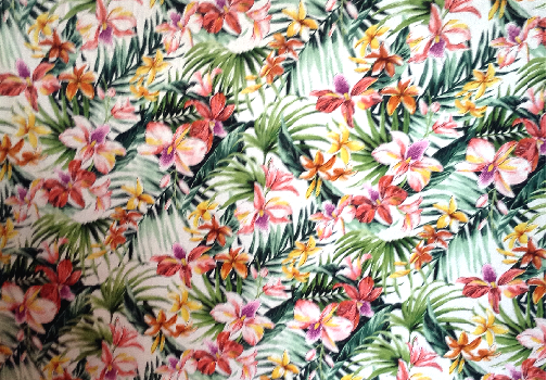 30momona Tropical Botanical Vintage Hawaiian Fabric Hibiscus & plumeria flowers, cotton apparel fabric.