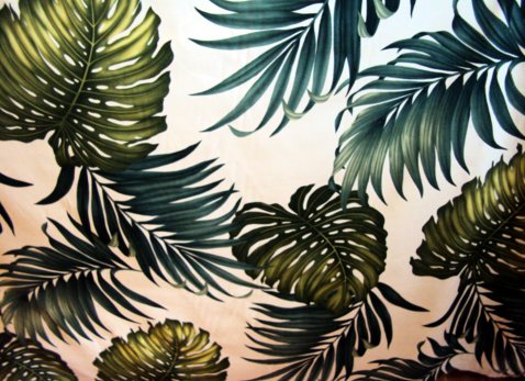 30monstera
 tropical leaves, apparel cotton, Tropical Botanical Vintage Hawaiian Fabric vintage style fabric.
