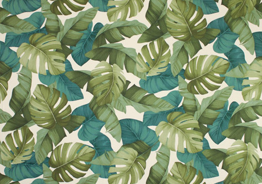 30nakoa -  All-Over. Multi-colored monstera, banana, and taro leaves, apparel fabric.