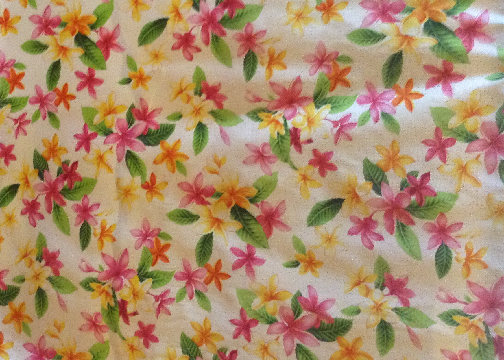 30'Onini - Barkcloth Hawaii Fabrics - Vintage Style Hawaiian Botanical Fabric a tropical plumeria flowers on a cotton apparel fabric