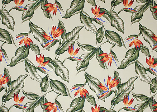 30wali Tropical Hawaiian Vintage bird of paradise flowers, cotton apparel fabric.