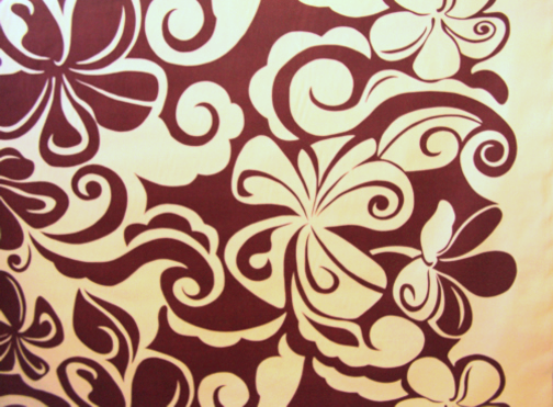 40laula Psychedelic, 60's, sixties, mod burgundy & cream  Poly-Cotton apparel fabric.