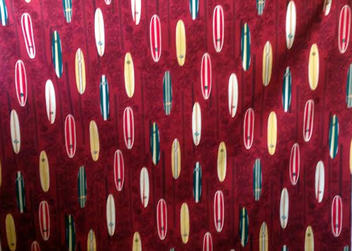 40mohi -  Surfboards and tapa print on cotton apparel fabric
