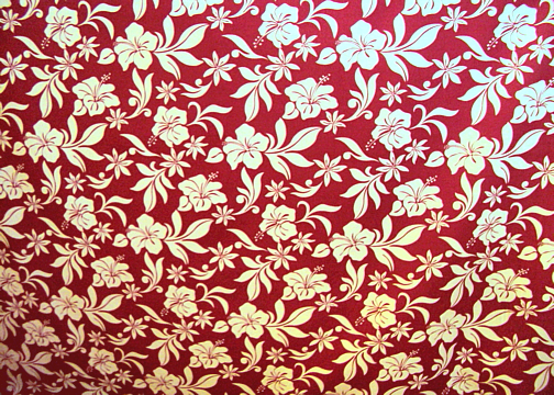 40papau Tropical Botanical Vintage Hawaiian Fabric parau, hibiscus, vintage, cotton apparel fabric.
