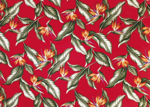 40wali Tropical Hawaiian Vintage bird of paradise flowers, cotton apparel fabric.