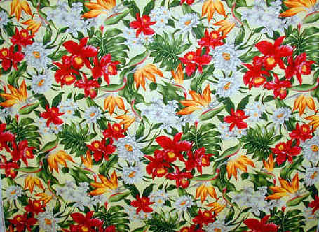 50hukilau Tropical Hawaiian Hibiscus, bird of paradise, & protea - cotton barkcloth fabric.