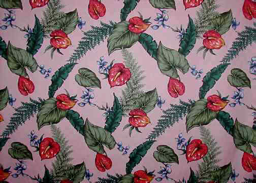 60huki Tropical Hawaiian orchid & plumeria flowers, cotton apparel fabric.