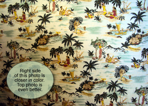 70aloha nui vintage Hawaiian sceanic apparel cotton fabric.