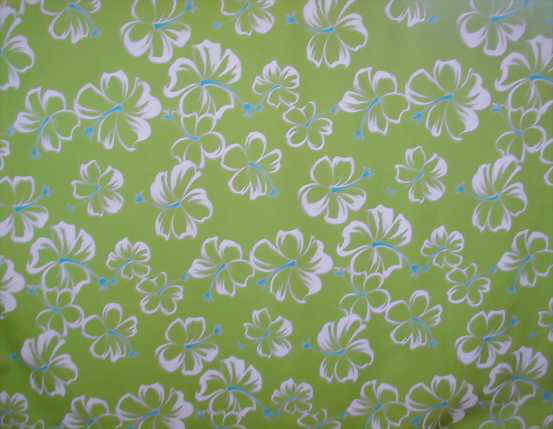 lemi Tropical Hawaiian orchid & plumeria flowers, cotton apparel fabric.