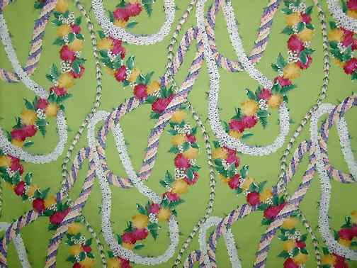 70lole Tropical Hawaiian lei flowers, cotton apparel fabric.