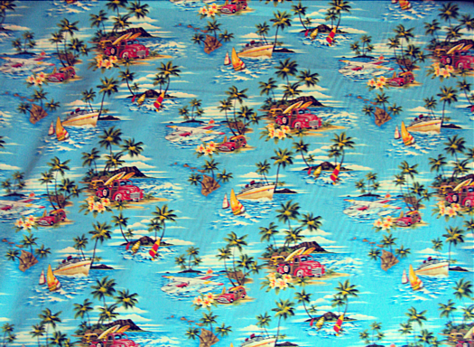 80 Olali apparel cotton, woodies,surfboards, palm trees, airplanes, ships, Diamond Head, Hawaiian vintage style fabric.