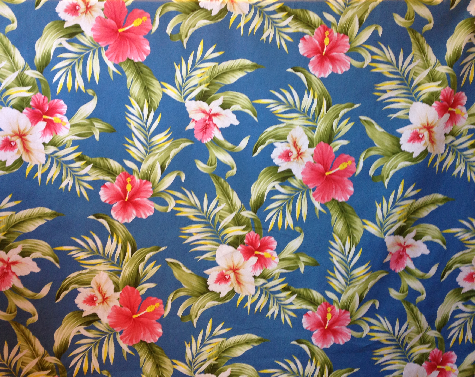 80wena - Barkcloth Hawaii Fabrics - Vintage Style Hawaiian Fabric Tropical Botanical Vintage Hawaiian Fabric Hawaiian botanical textile with hibiscus and orchid flowers cotton fabric.