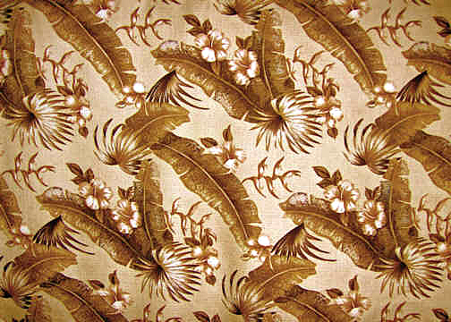 90sepia Tropical Hawaiian Leafy Wide Non-Upholstery Barkcloth.