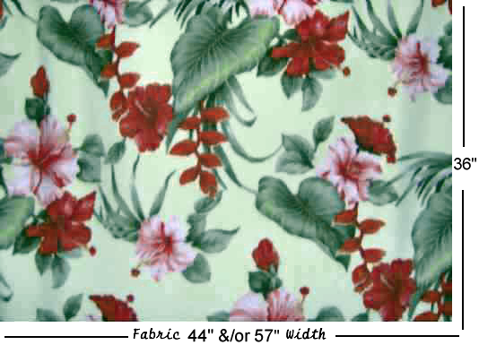 Anea Maize Tropical Hawaiian fleece, heliconia & hibiscus flowers.