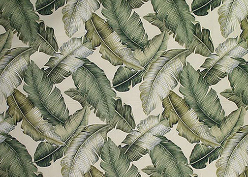 Banana Split Taupe Tropical Hawaiian Leafy bark cloth upholstery fabric.