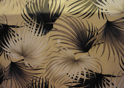 Kailua Butter Tropical Hawaiian Palm Ferns pattern on nubby bark cloth.