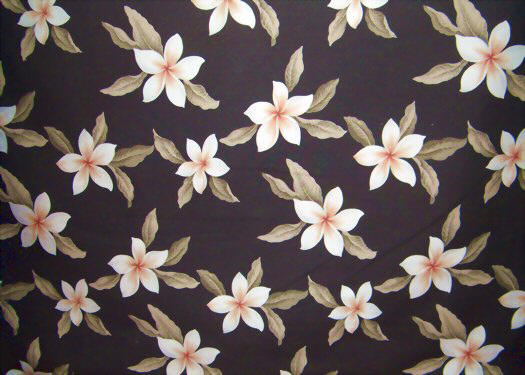 Plumeria Brown Tropical Hawaiian Plumeria Frangipani Flowers on a cotton Upholstery Fabric.